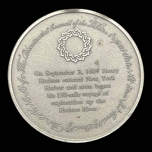 Vintage Medal History of Colonial America Pewter Coin Henry Hudson - Picture 2 of 3
